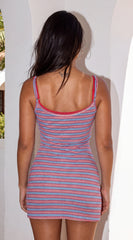 Cherry Soda Stripe Mini Dress - Blue Multi