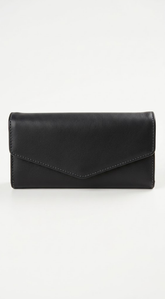 Amara Tri-fold Envelope Faux Leather Wallet Clutch - Black