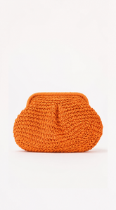 Amaya Woven Straw Clutch Bag - Orange