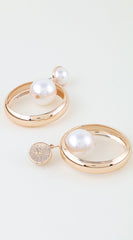 Aria Pearl Drop Hoop Earrings - Gold