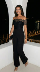 Bellamora Lace Off Shoulder Jumpsuit - Black