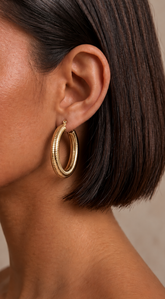 Alessia Textured Hoop Earrings - Gold