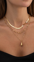 Calista 3 Layered Teardrop Chain Necklace - Gold