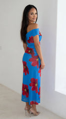 Azura Floral One Shoulder Maxi Dress - Blue Multi