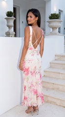 Blush Petal Floral Drape Maxi Dress - Pink Multi