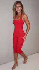 Aura Capri Jumpsuit - Red