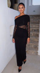 Celene Lace Maxi Dress - Black