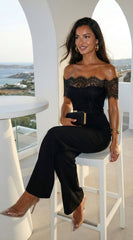Bellamora Lace Off Shoulder Jumpsuit - Black