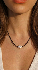 Amira Gold Dipped Cord Pearl Necklace - Gold
