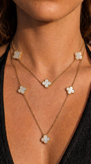 Belle Double Layer Clover Necklace - Gold