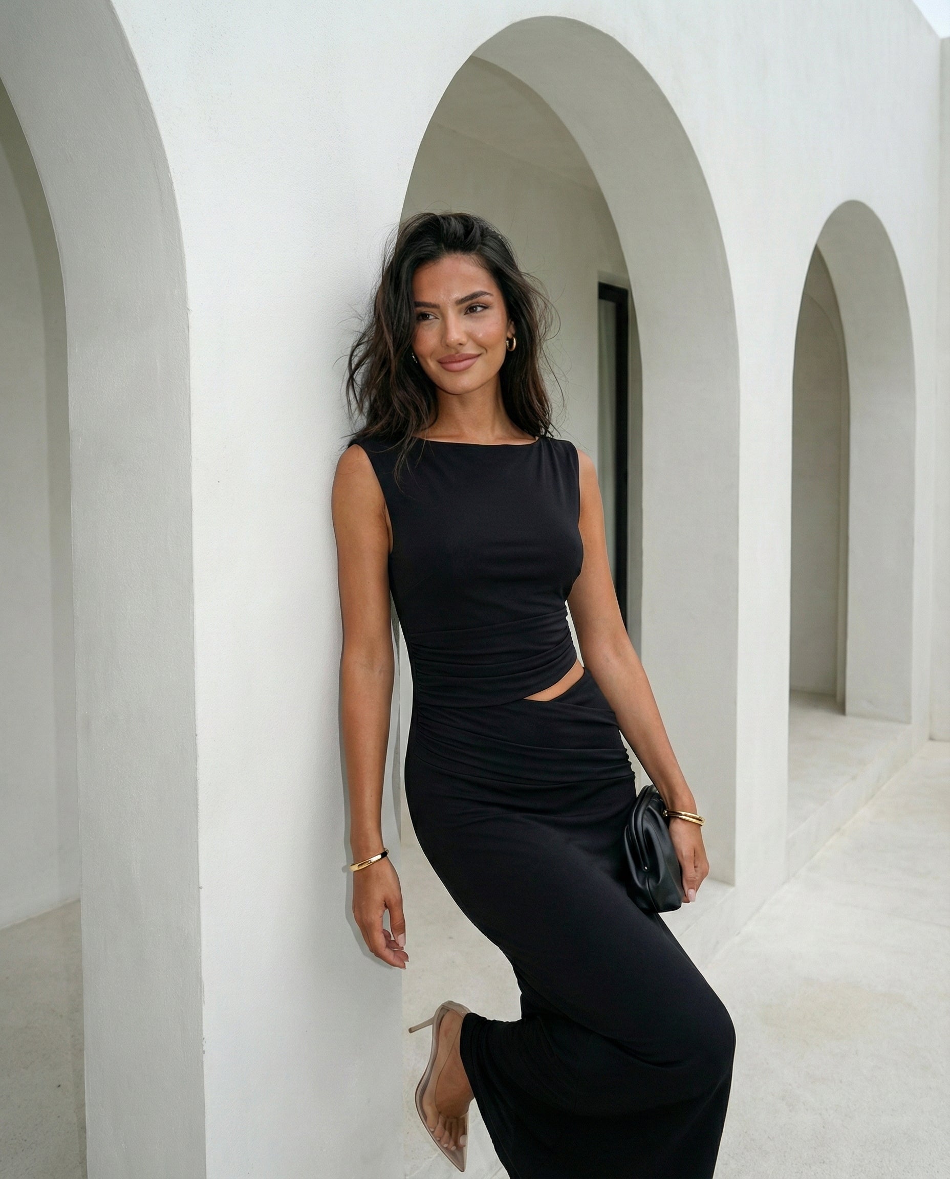 Astra Cut Out Maxi Dress - Black