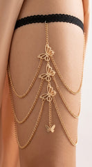 Butterfly Cascade Thigh Chain - Gold