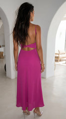Amelie Ruched Open Back Maxi Dress - Pink