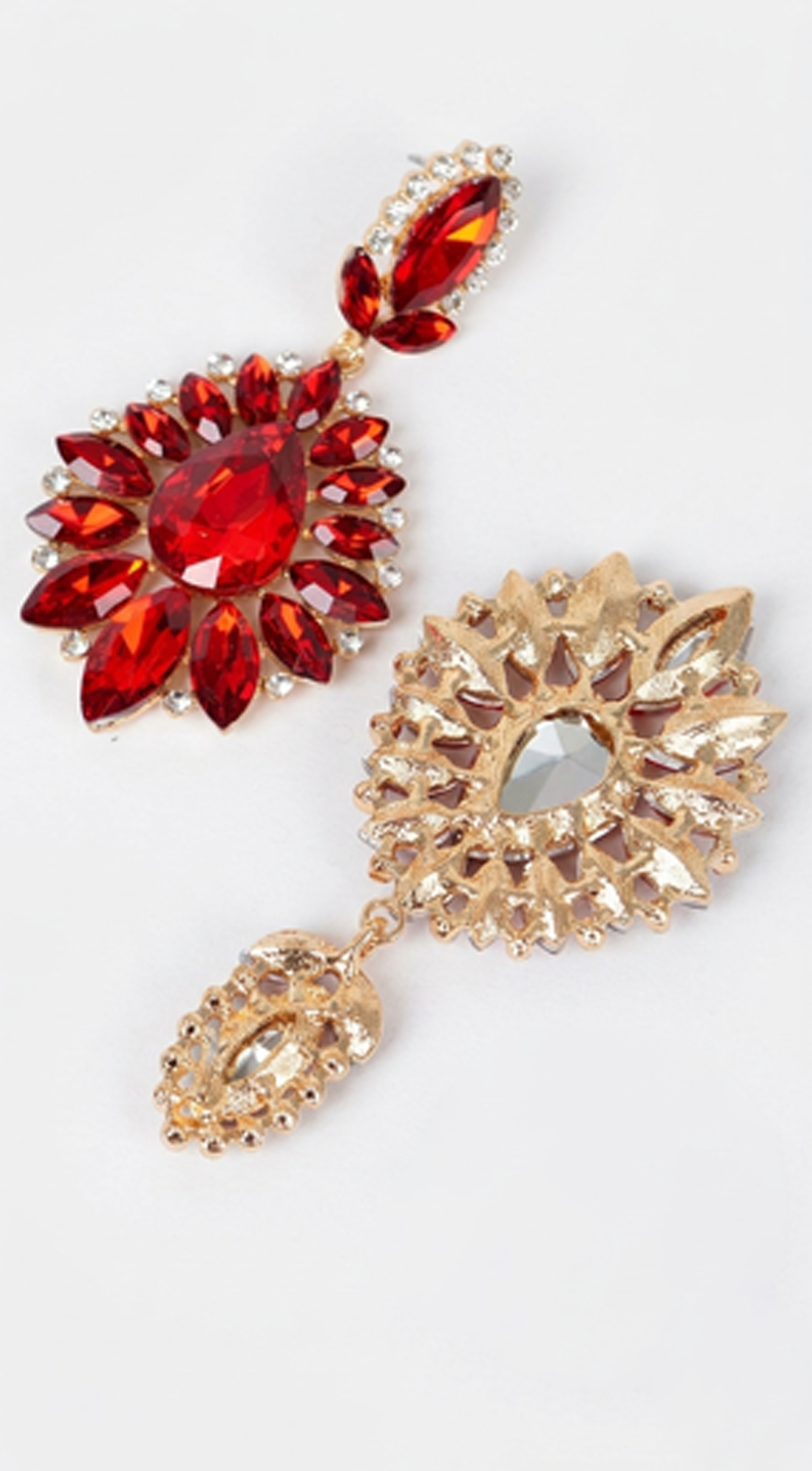 Ada Rhinestone Earrings - Red