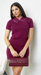 Cecelia Collar Set - Burgundy