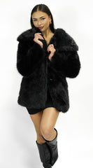 Cascade Faux Fur Coat - Black