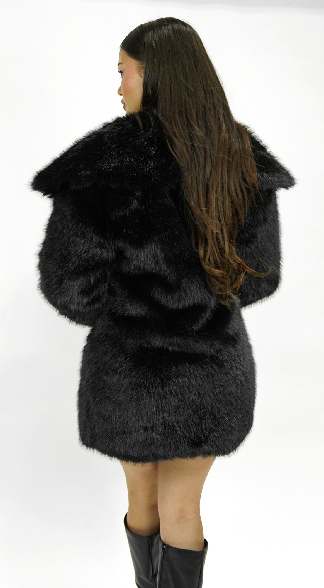 Cascade Faux Fur Coat - Black