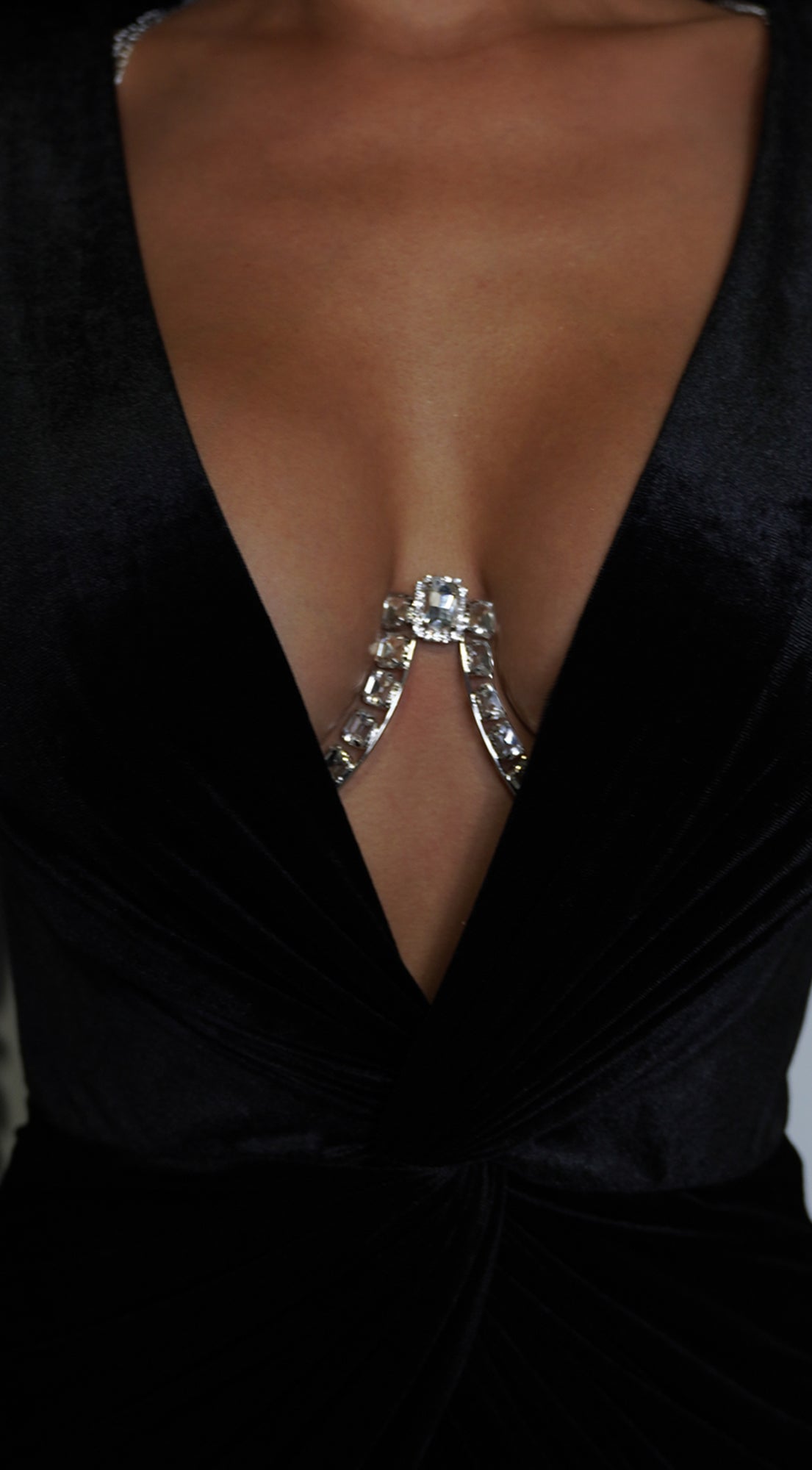 Allure Elegance Crystal Bra Chain - Silver