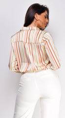 Adania Multi Satin Shirt - Beige