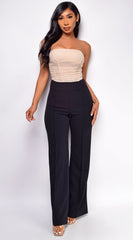Araminta Beige Bandeau Mesh Corset Top
