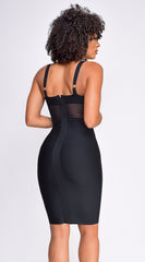 Casella Black V Neck Bustier Mesh Bandage Dress