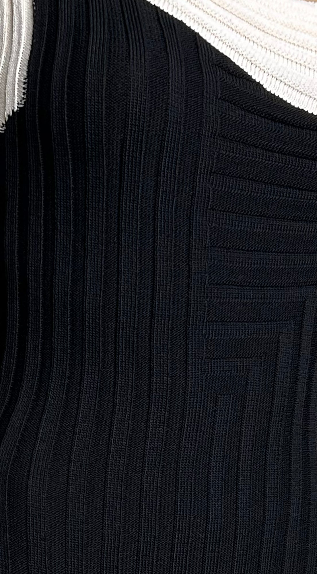 Cannes Contour Arc Knit Contrast Mini Dress - Black