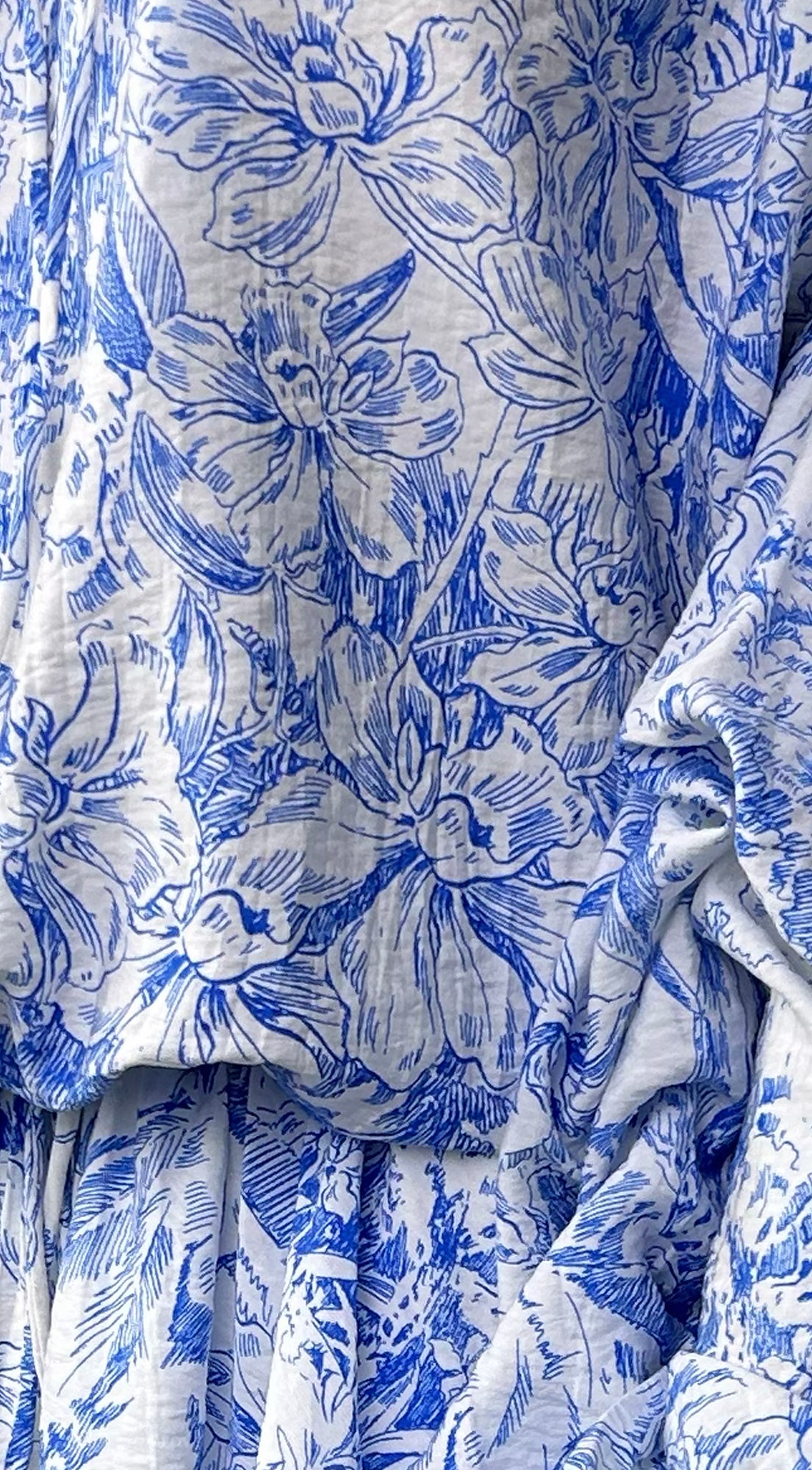 Bahama Floral Off Shoulder Ruffle Mini Dress - Blue