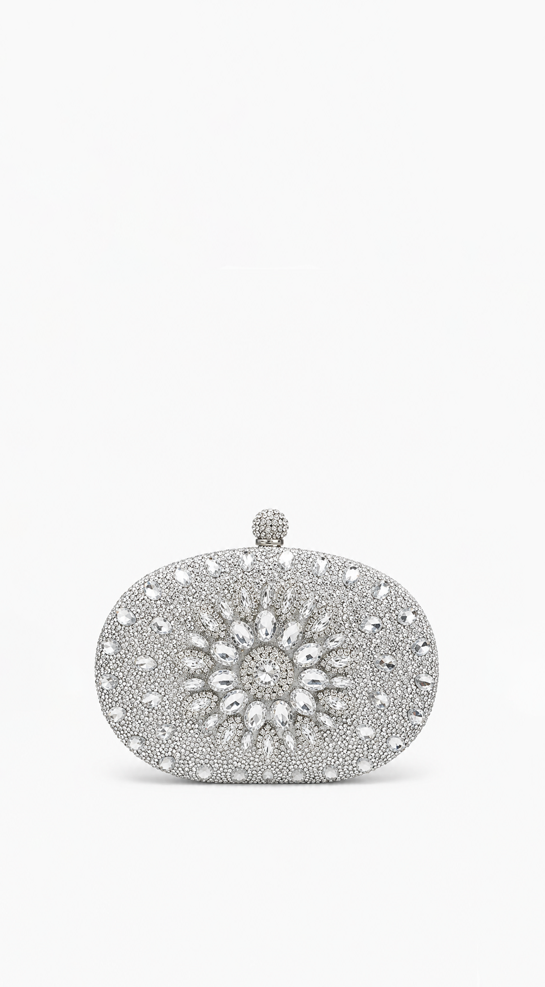 Angelina Lux Crystal Clutch Bag - Silver