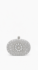 Angelina Lux Crystal Clutch Bag - Silver