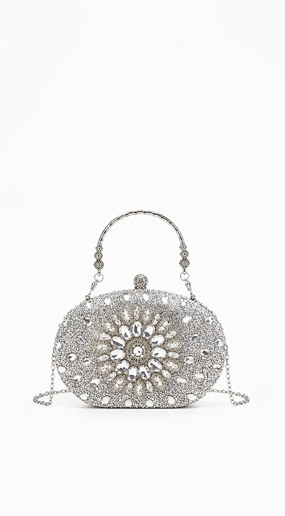 Angelina Lux Crystal Clutch Bag - Silver