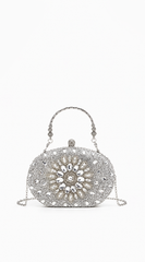 Angelina Lux Crystal Clutch Bag - Silver