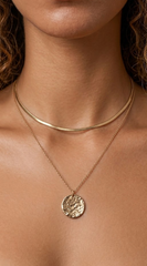 Calla Double Hammered Pendant Chain Necklace - Gold