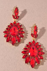Ada Rhinestone Earrings - Red