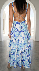 Aurelisse Floral Ruffled Maxi Dress - Floral Blue