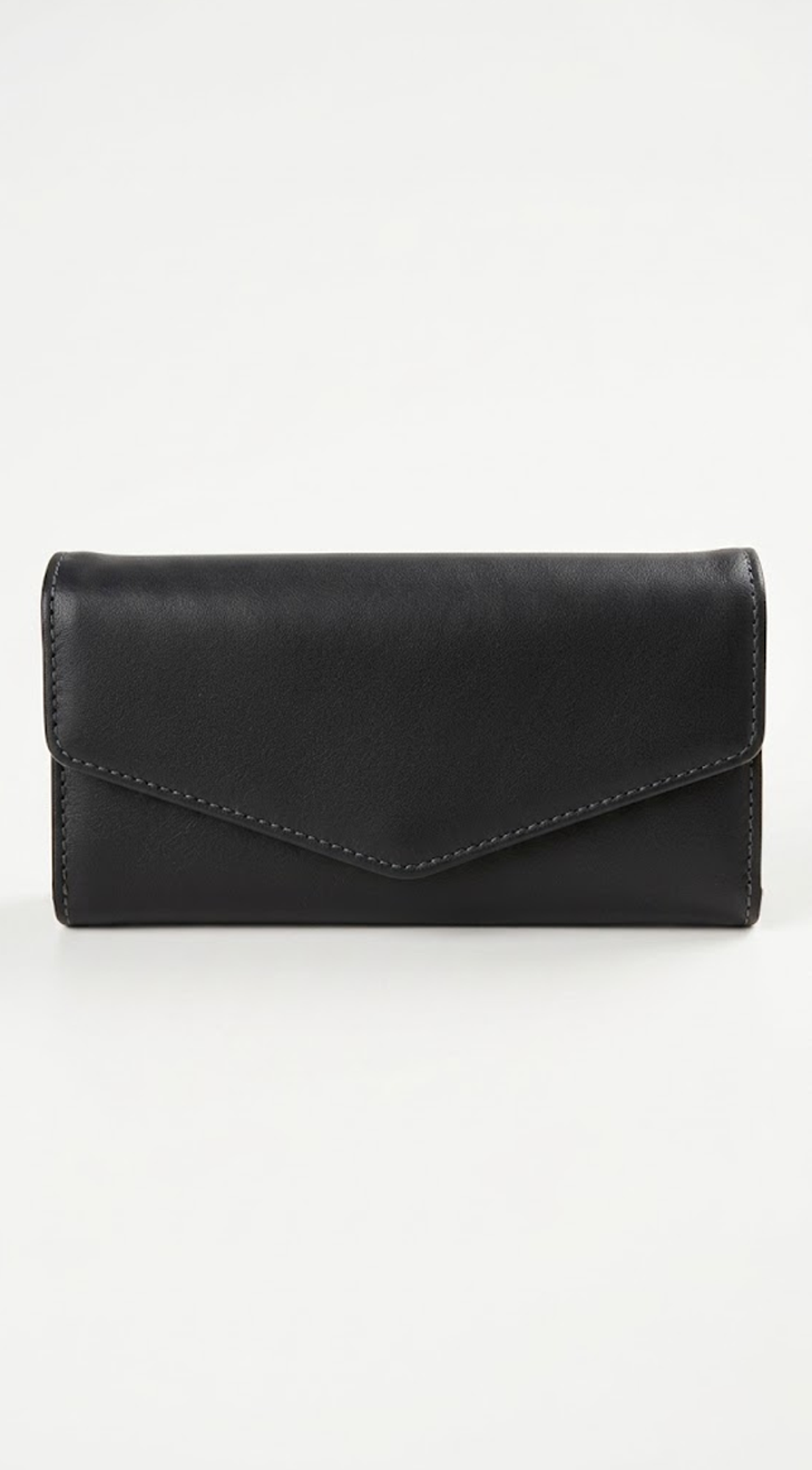 Amara Tri-fold Envelope Faux Leather Wallet Clutch - Black