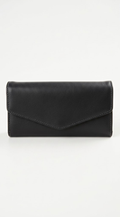 Amara Tri-fold Envelope Faux Leather Wallet Clutch - Black