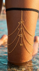 Butterfly Cascade Thigh Chain - Gold