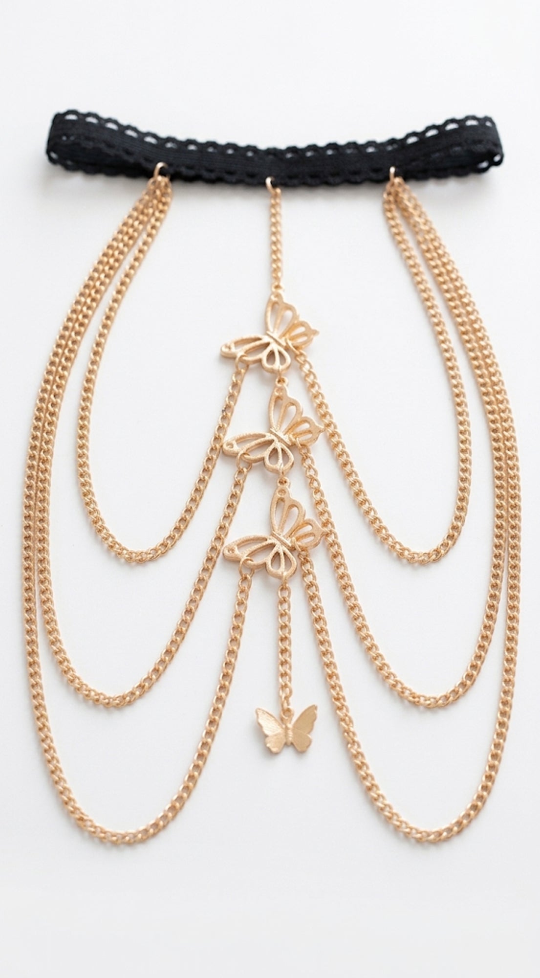 Butterfly Cascade Thigh Chain - Gold