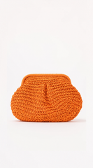 Amaya Woven Straw Clutch Bag - Orange