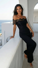 Bellamora Lace Off Shoulder Jumpsuit - Black