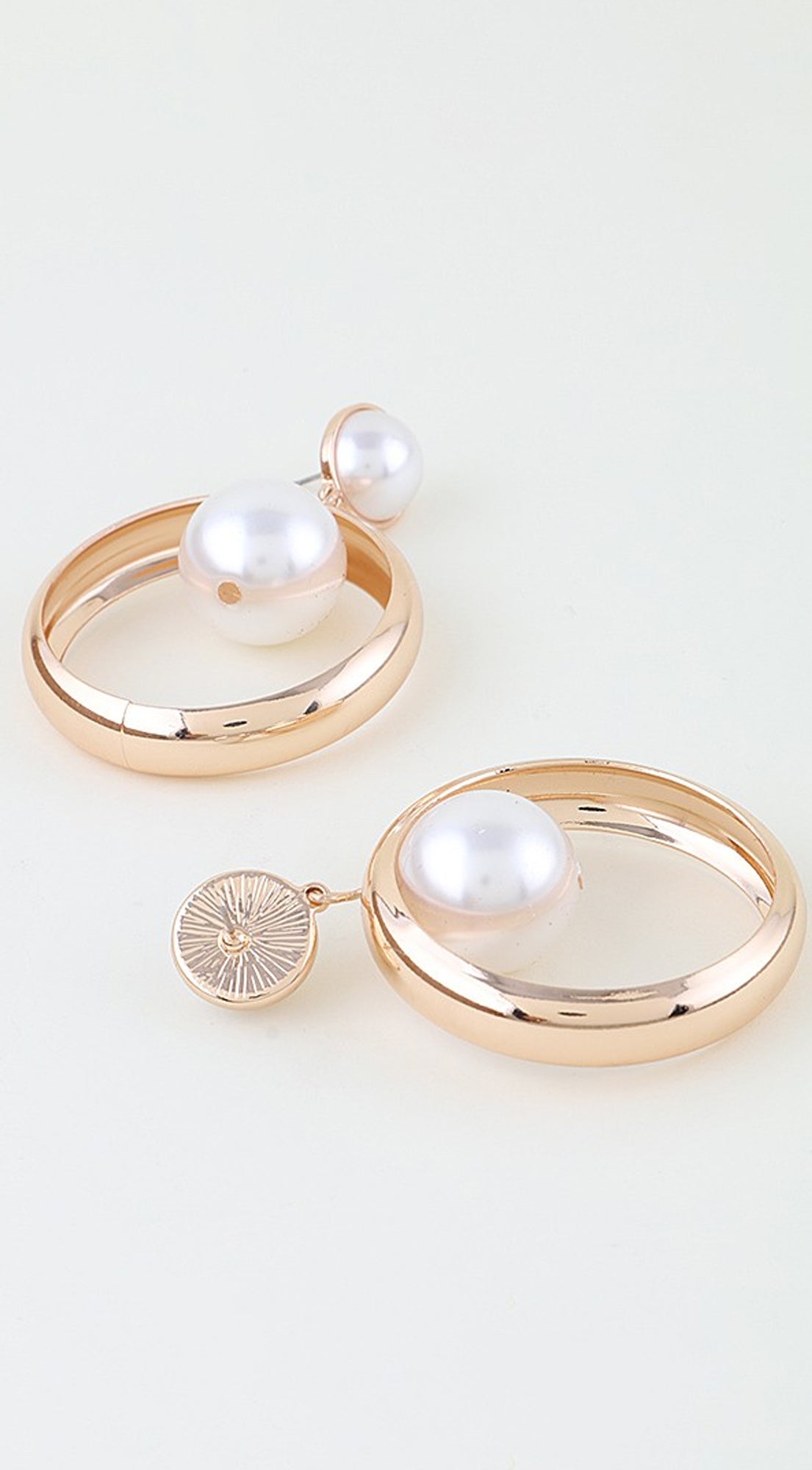 Aria Pearl Drop Hoop Earrings - Gold