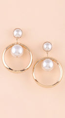 Aria Pearl Drop Hoop Earrings - Gold