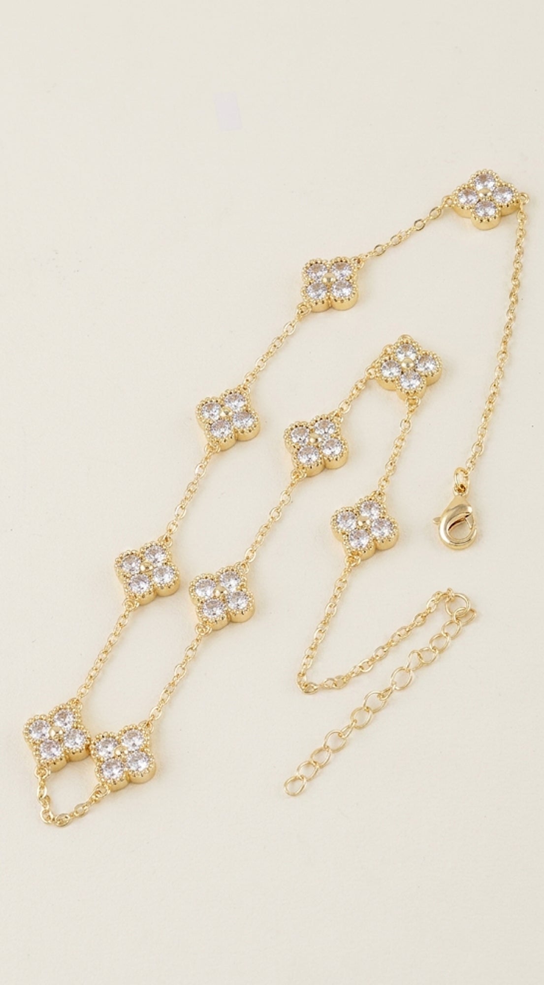 Amélie Crystal Clover Necklace - Gold