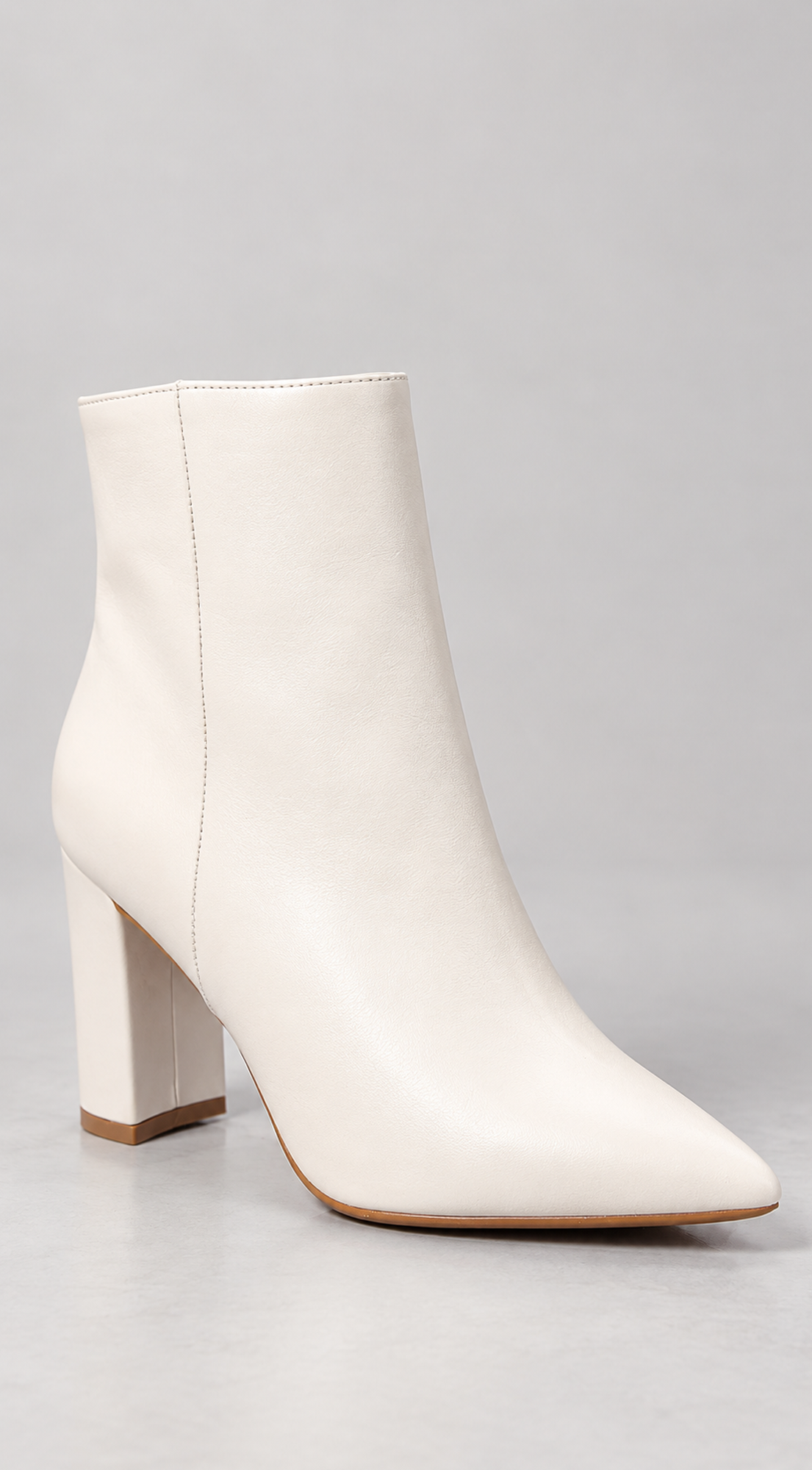 Caterina Block Heel Ankle Boots - Ivory