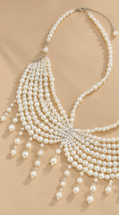 Allure Pearl Fringe Statement Body Chain - White