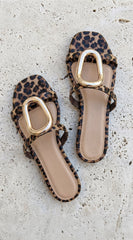 Atlas Flat Sandals - Leopard Brown
