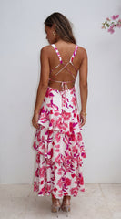 Azélie Floral Tiered Maxi Dress - Pink Multi