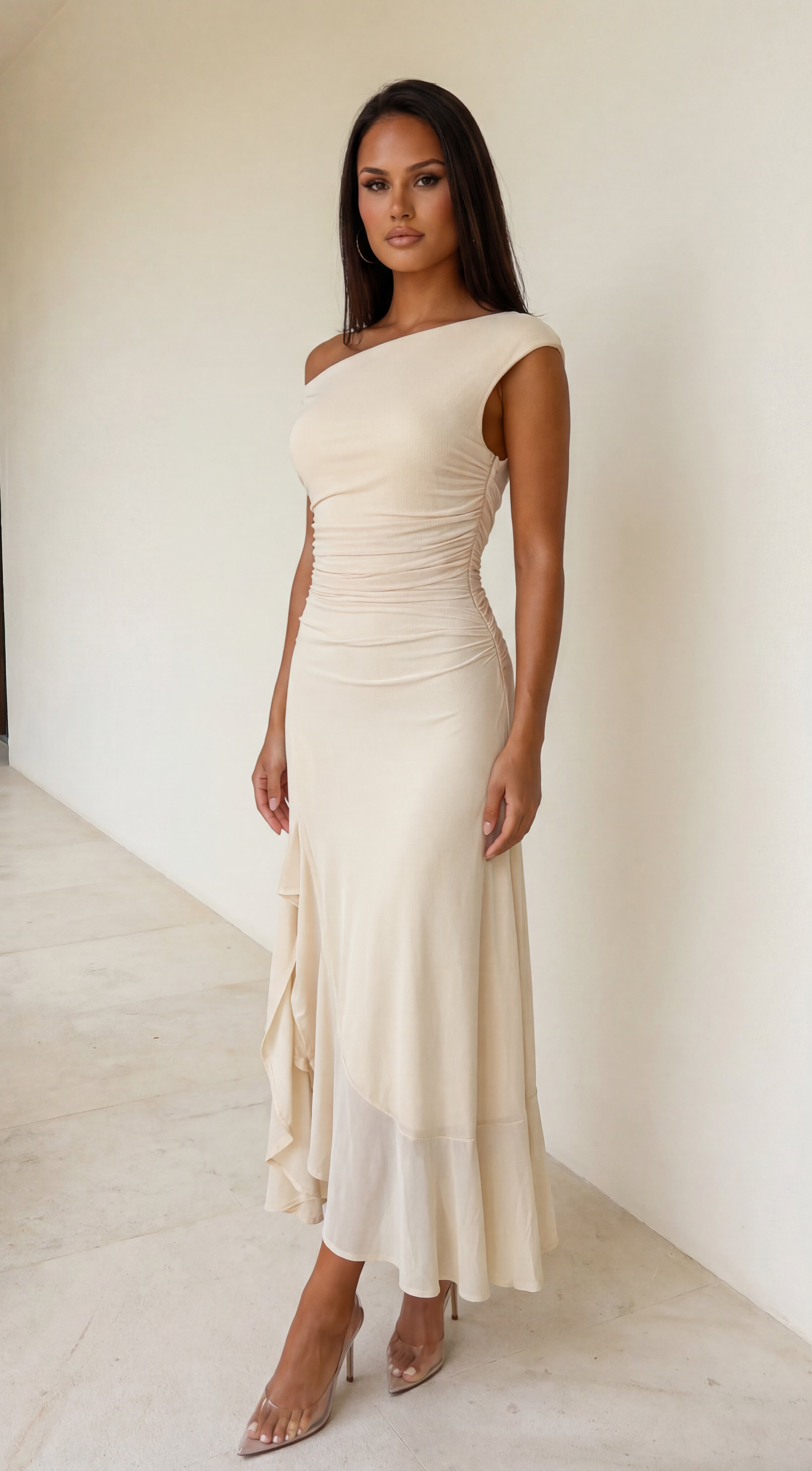 Ascent Off Shoulder Maxi Dress - Butter Yellow