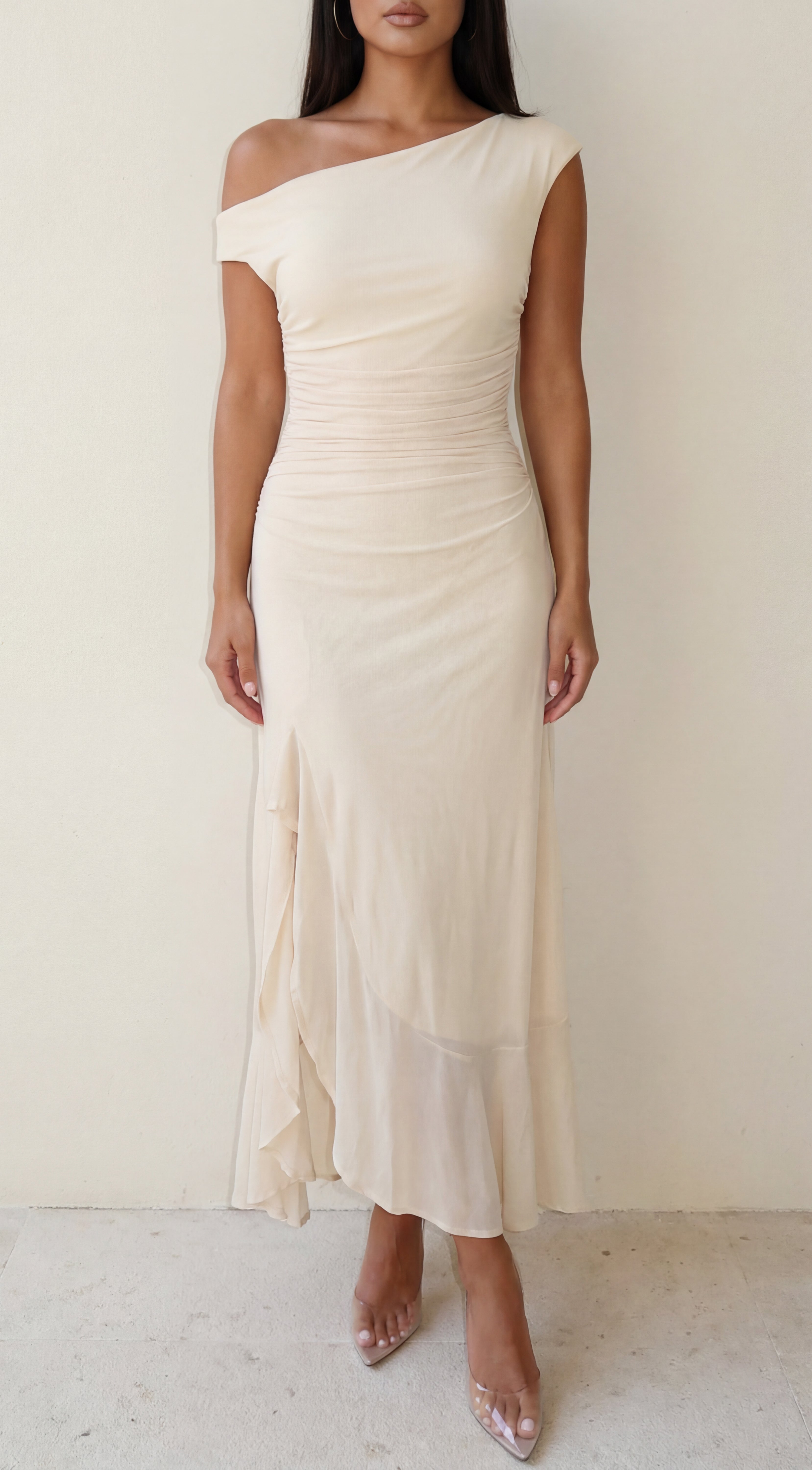 Ascent Off Shoulder Maxi Dress - Butter Yellow