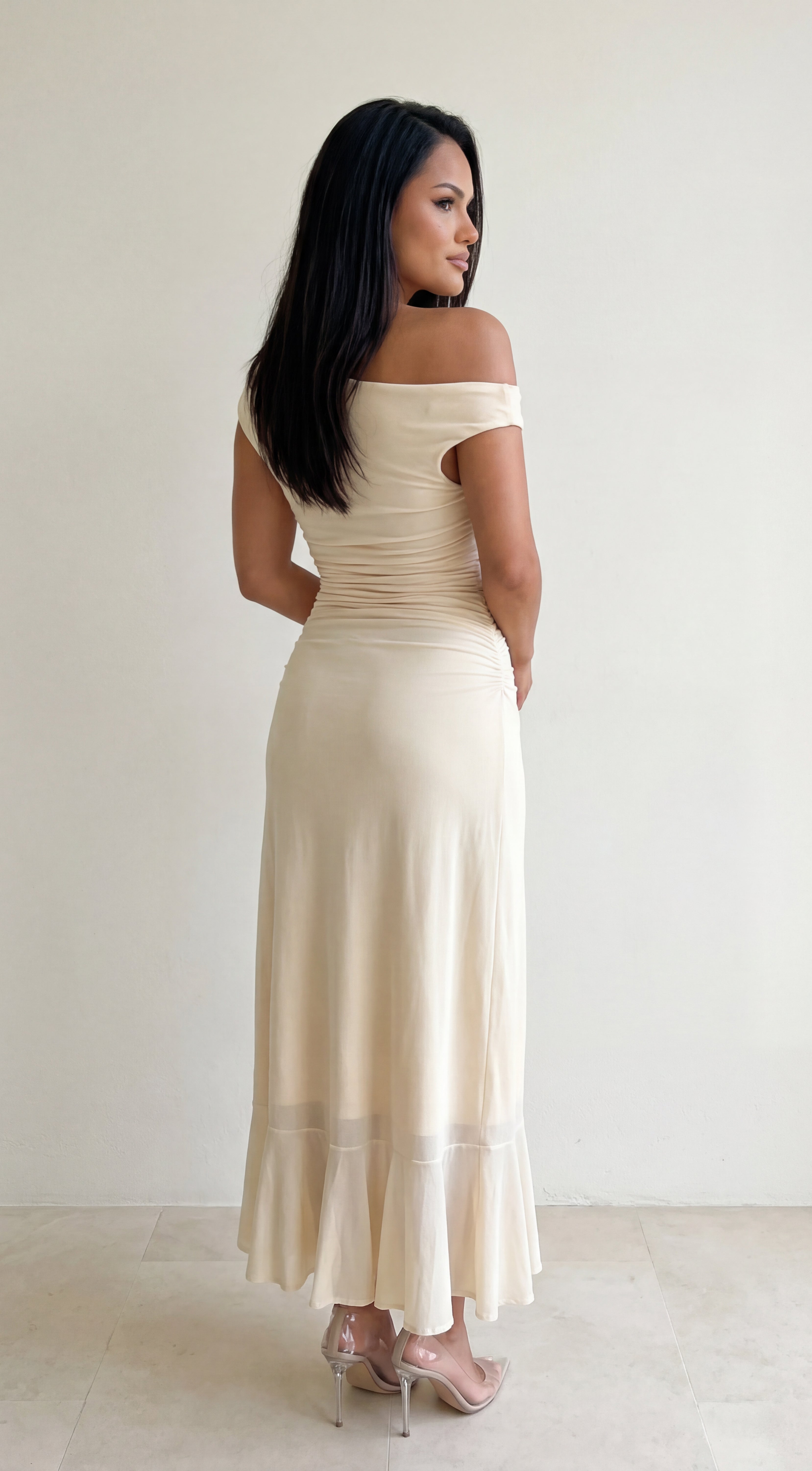 Ascent Off Shoulder Maxi Dress - Butter Yellow